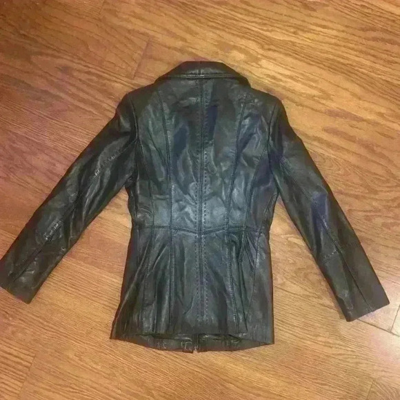 100% Leather Jacket Coat Stitched Detail Size S - Picture 3 of 13